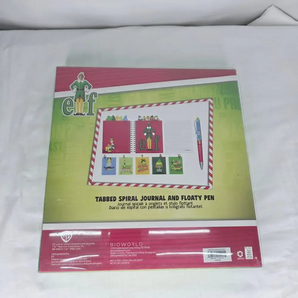 Elf The Movie Tabbed Spiral Journal and Floaty Pen Stationary Gift Set New